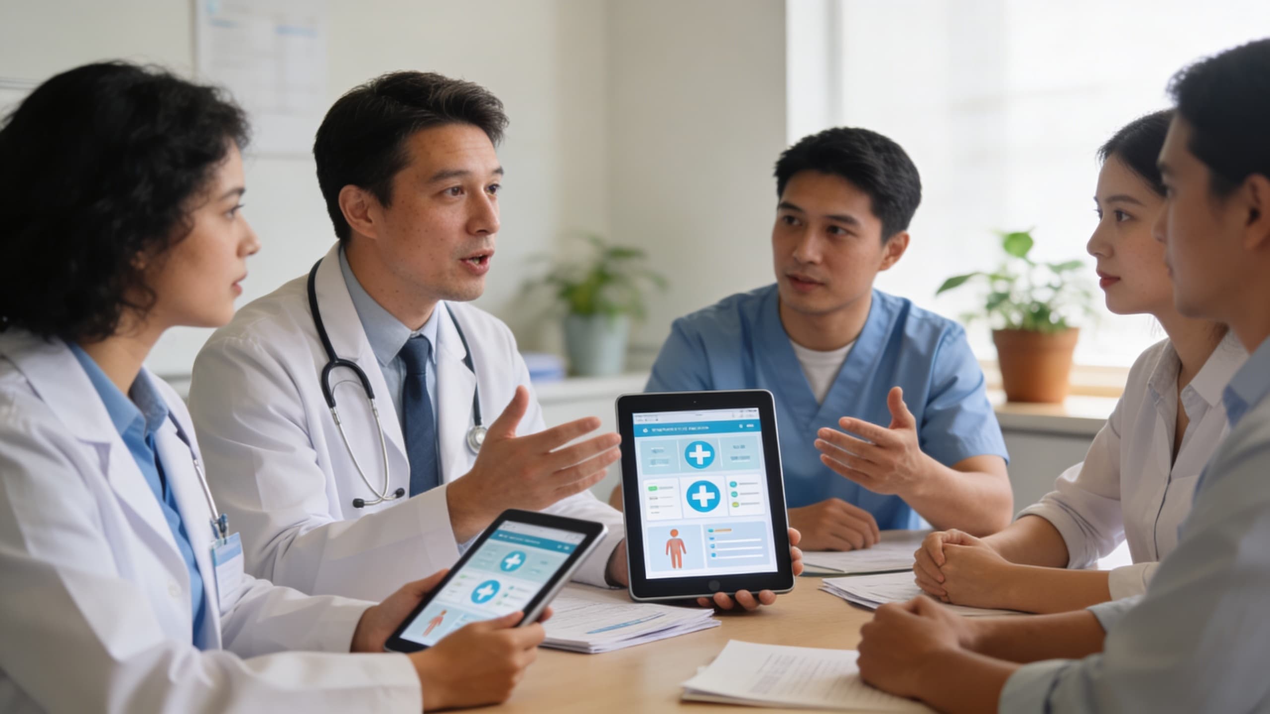 Healthcare professional reviewing health insurance application options